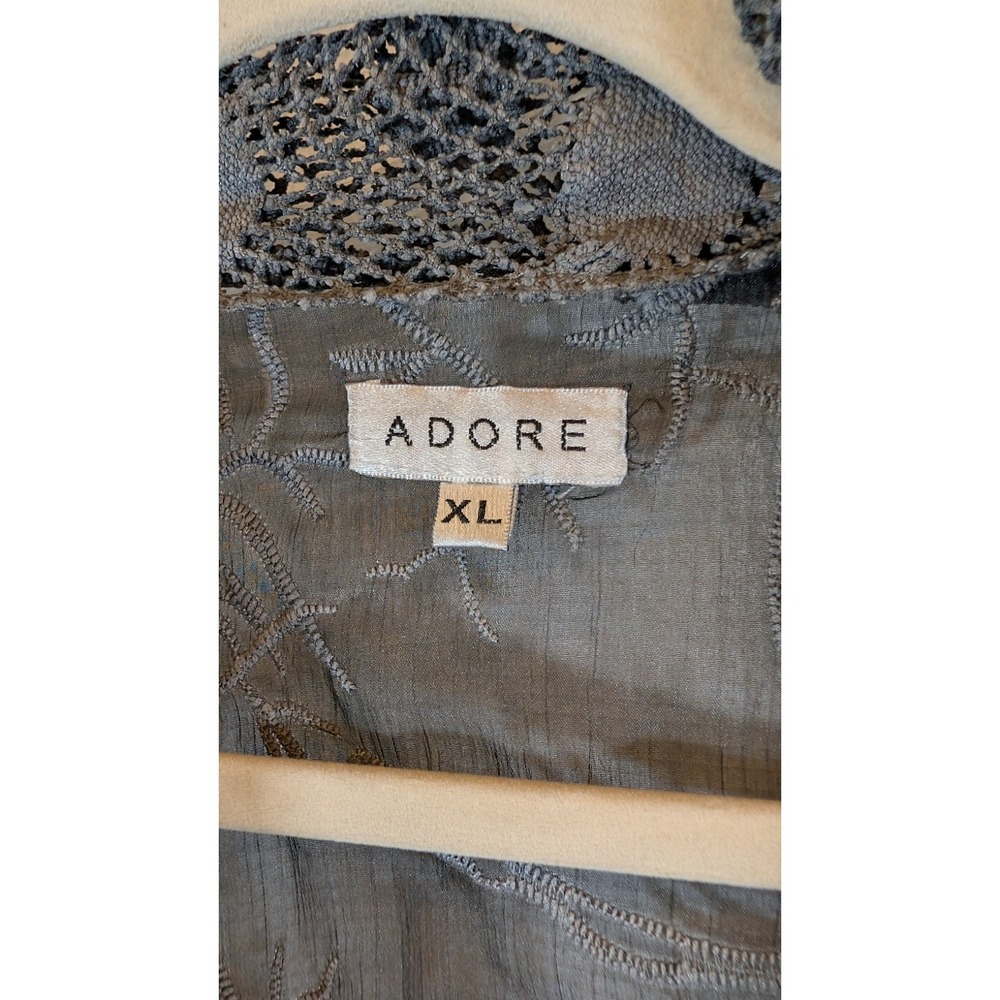 ADORE Boho Gray Mesh Lace Vest Sleeveless Duster Asymmetric Open XL - Picture 4 of 6